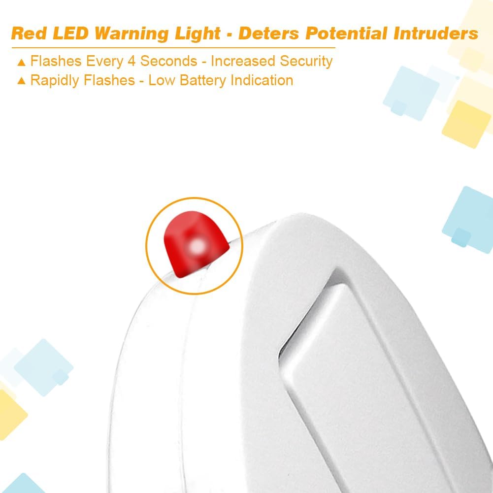 EVA LOGIK Window Alarm 4 Pack - Loud 120dB With Vibration Sensors for Any Window - Glass Break Security Sensor - Low Battery LED Indicator