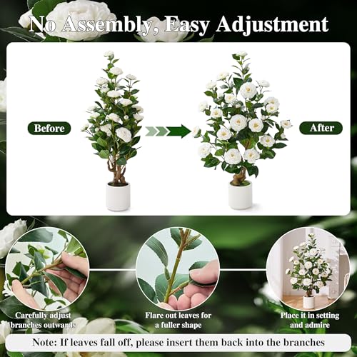 Set of 2, Artificial Camellia Tree, 38" - image 6