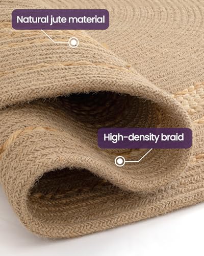 Image of Rounds Jute Carpet - Handwoven Natural Fiber Rug for Living Room, Bedroom, Entryway | Boho Chic Eco-Friendly Area Rug | Rustic Designer Floor Mat:-(Jute Tikki Big, 5x5 feet