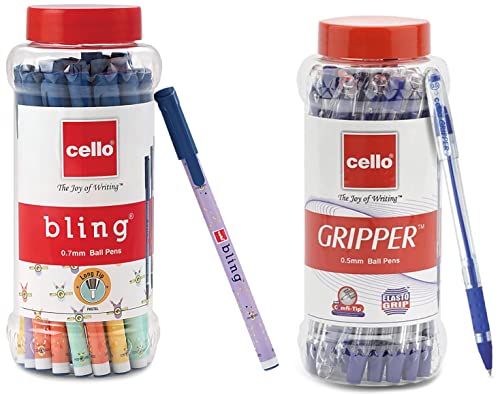 Image of Cello Bling Pastel Blue Ball Pen | Jar of 25 Units | Gripper Pen