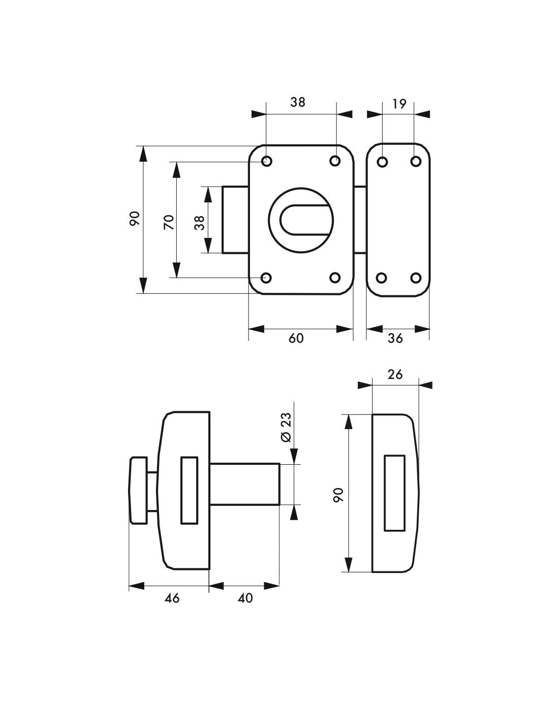 THIRARD - Cerradura De Puerta Transit 2 Para Puerta Principal, Cilindro 40 Mm, Acero, 4 Llaves, Epoxi, Oro