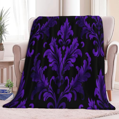 Generisch Sherpa Kuscheldecke Gotischer Brokat 180 x 220 cm Flanelldecke, Lila Mikrofaser Sherpa Fleecedecke Weich Dicke Wohnzimmerdecke Tagesdecke Sofadecke Wohndecke