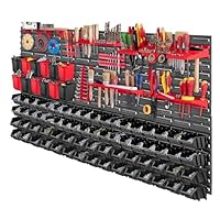 22 stapelboxen gereedschapshouder wandrek werkplaatsrek gereedschapswand 156 x 78 cm gereedschapshouder opslagsysteem opbergkast extra sterke wandplaten plank uitbreidbaar werkplaatsrek magazijn