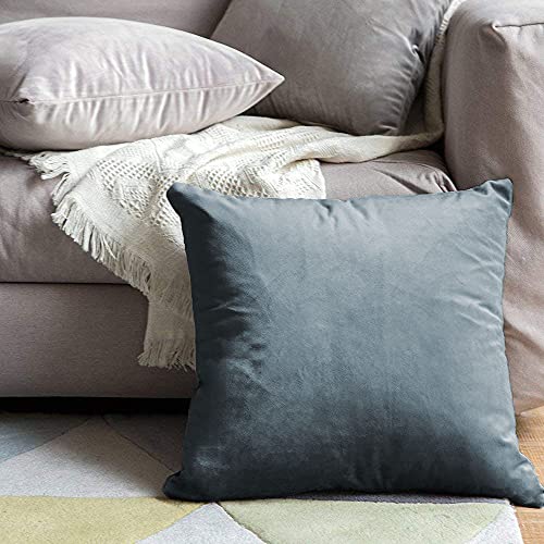 Image of Khooti Velvet Cushion Cover Pack of 1-34 inch x 34 inch / 86 x 86 cm - Dark Grey - Soft Pillow Covers Cushion Case for Sofa Bedroom Livingroom Chair Car, Cushion Cover
