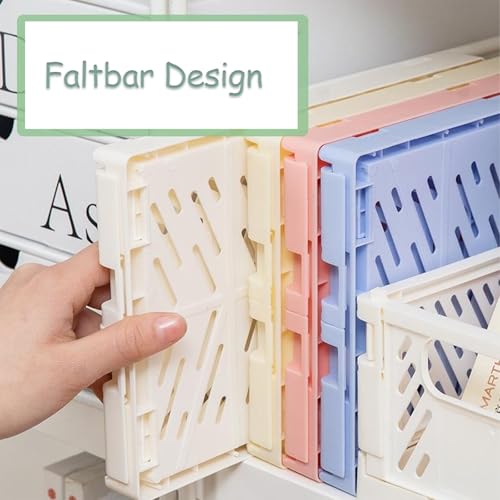 Frepea 2 Stück Aufbewahrungskorb Grau Kleine Klappboxen Faltbar Stabil Aufbewahrungskiste Kunststoff Klappkorb für Küche/Kinderzimmer/Büro（Violett）
