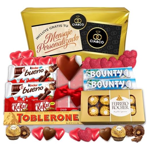 Regalo de Corazón de Chocolate Relleno de Nube, Bombones Lindt, Ferrero Rocher y Dulces Kinder · Con Tarjeta y Mensaje personalizado