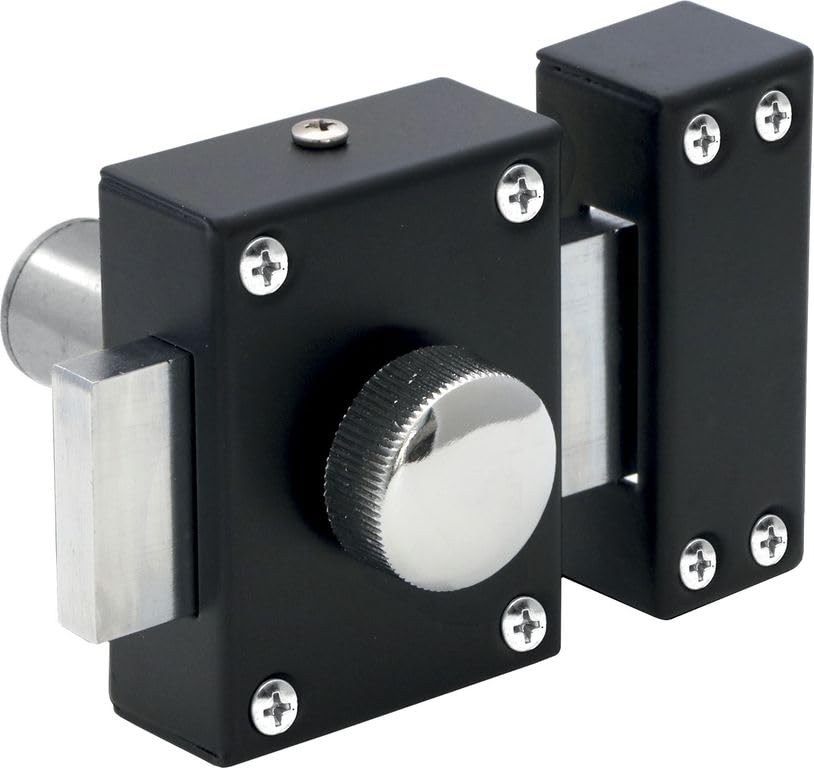 BTV - Cerradura de Sobreponer Garnet - Diseño Elegante, Cilindro de 50 mm, Acabado en Pintura Epoxi Negra, Incluye Llaves de Puntos - 1ud.