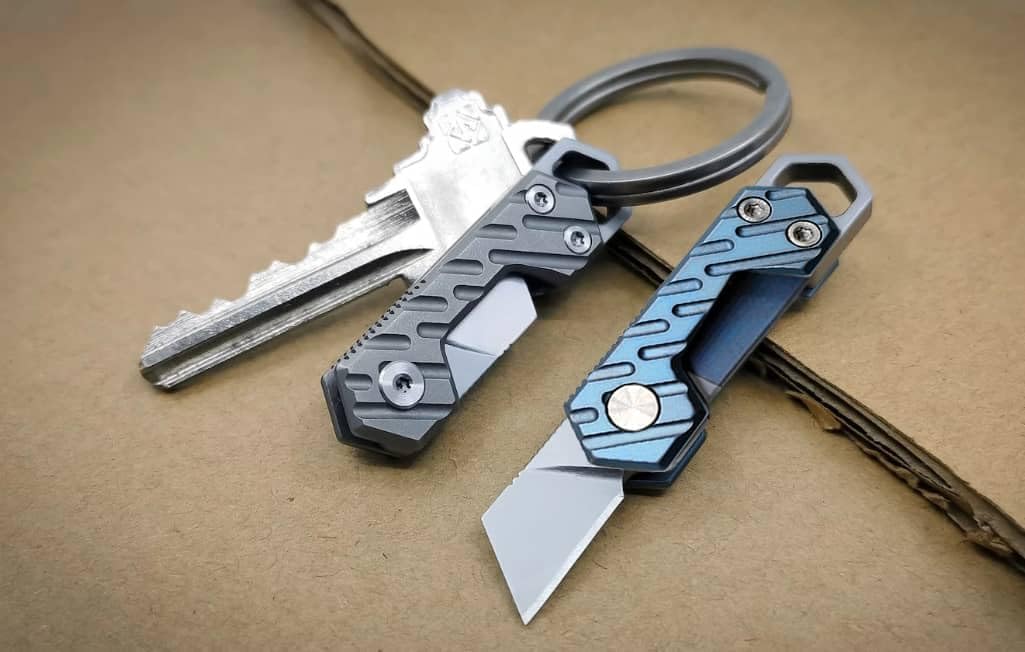 VLKN Micro Titanium Folding Knife - Ultra-Lightweight Compact EDC Utility Knife with Grade 5 Titanium Handle & AUS-8 Stainless Steel Blade (Blue)