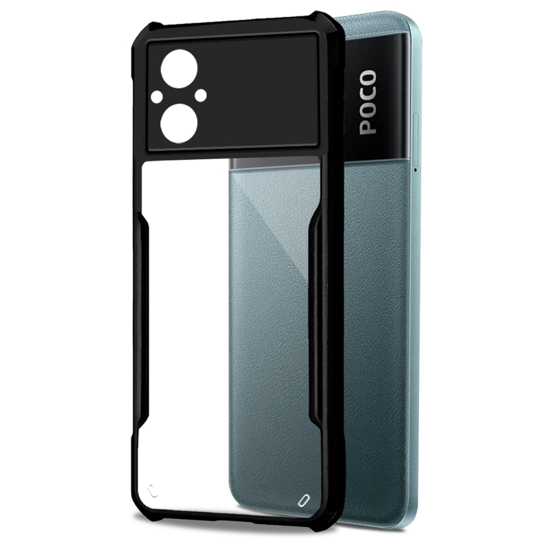 Fashionury TPU+Plastic Shockproof Crystal Clear Poco M5 Back Cover Case | 360 Degree Protection | Protective Design | Transparent Back Cover Case for Poco M5 - (Black) Bumper (B0BH2C8VMG) Amazon Price History, Amazon Price Tracker