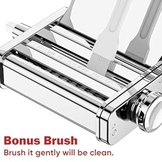 3 in 1 Pasta Attachment for KitchenAid Stand Mixer, All Metal Pasta Maker KitchenAid Attachment, Pasta Sheet Roller, Spaghetti Cutter, Fettuccine Cutter Maker Accessories and Cleaning Brush by Gvode