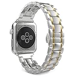 Seinit Stainless Steel Watch Band Replacement Strap Compatible with Apple Watch Series 6/5/4/3/2/1 40mm/38mm, Gold