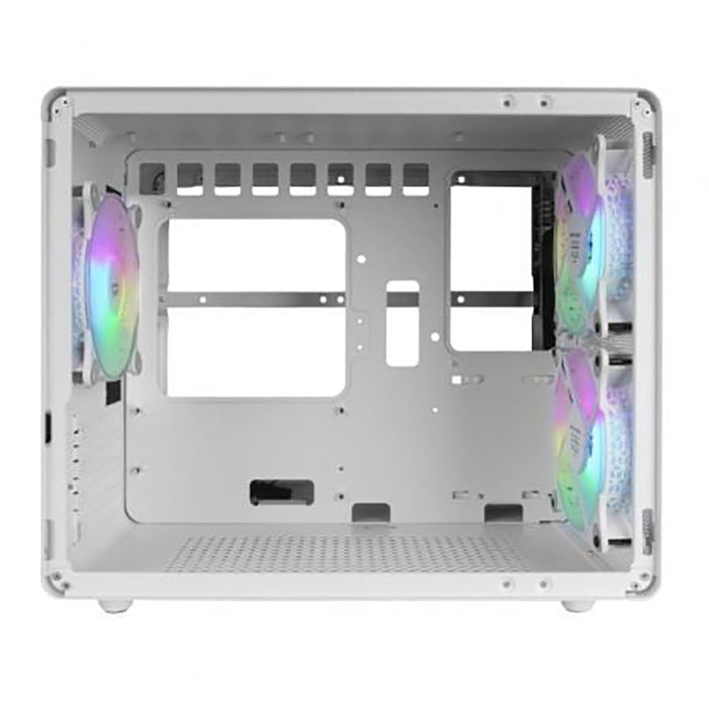 Mars Gaming MC-400, Caja Gaming Compacta Micro-ATX, Ventana Lateral Completa Cristal Templado, 3X Ventiladores FRGB 120mm, Panel Lateral Completo Mesh, Blanco — view 4