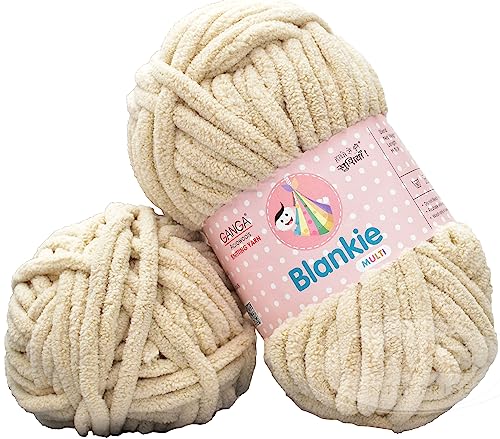 Image of GANGA Knitting Yarn Thick Chunky Wool, Blankie Light Mouse 400 GMS Best Used with Knitting Needles-VE Art-ADHG