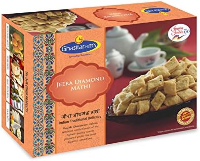 Ghasitaram's (Mumbai) Jeera Diamond Mathi, Authentic Indian Food and Snacks Namkeen - 300 grams (14 oz)