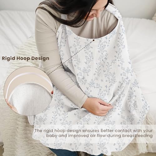 Image of Konssy Muslin Nursing Cover Up for Breastfeeding with Rigid Hoop
