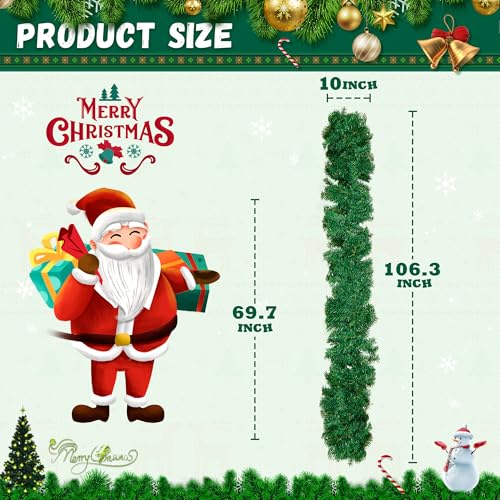 Max4out 9 ft Christmas Green Garland, Premium Quality Greenery Twist Wreath Artificial Plant, Xmas Greenery Garland for Holiday Outdoor Indoor Home Party Decorations 1-Pack - Thumbnail 3