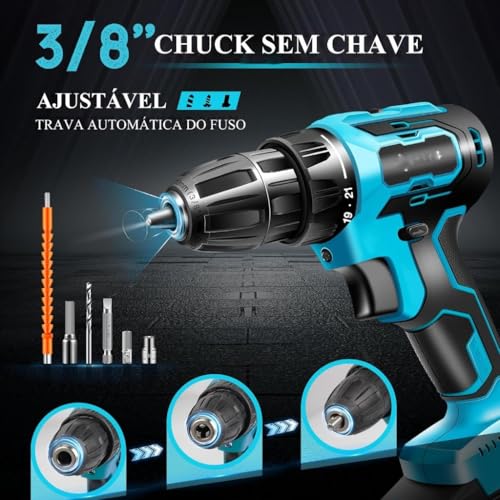 Parafusadeira/Furadeira 21V C/Kit Maleta COM DUAS BATERIAS Kit de 28pcs