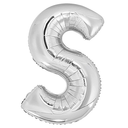 Ballon Géant Lettre S Argenté 86 cm Décoration Anniversaire Hélium Aluminium Unique Party 57526