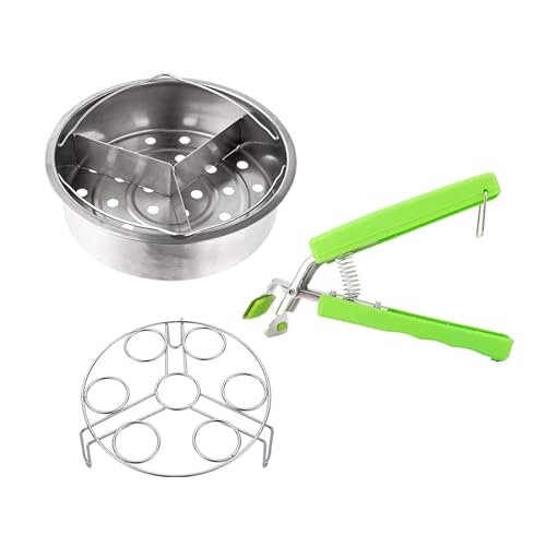 Lot De 3 Accessoires pour Autocuiseur - avec Grille Vapeur De 21 Cm + Clip Vert + Grille 304, 7 Trous Cover