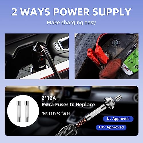 Image of Electric Car Jack Kit 5 Ton 12V Floor Jack with Impact Wrench and Tire Inflator Pump Portable Hydraulic Car Jack for SUV Sedans Tire Change with LED Light, Lifting Height 6 to 17.7 Inch