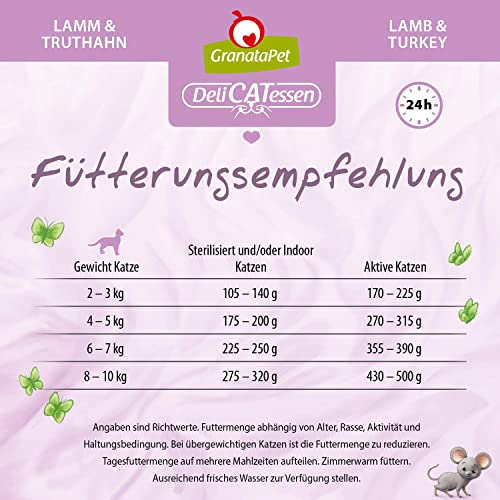 GranataPet Delicatessen Lamm & Truthahn, 6 x 800 g, Nassfutter für Katzen, Katzenfutter für Feinschmecker, Futter ohne Getreide & ohne Zuckerzusätze