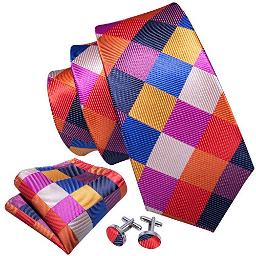 Image of Barry.Wang Ties for Men Silk Tie Sets Polka Dot Woven Necktie Pocket Square Cufflinks Business Wedding