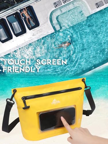 VOKUVIKU wasserdichte Tasche, sup Tasche wasserdicht klein, wasserdichte Handyhülle IPX7 mit Touch-Handyfenster, Wassersport Strand Schwimmen Boot Fahren usw, Gelb