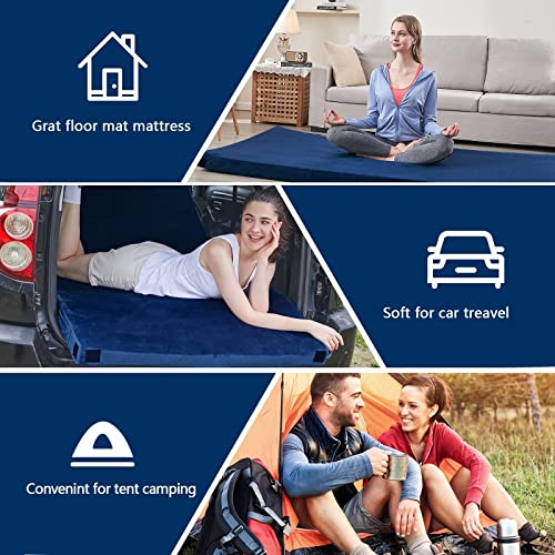 Image of CYMULA Memory Foam Camping Mattress Pad, Sleeping Mat, Portable Roll Up Mattress for Adults, Camping Bed Pads for Sleepover, Car Bed with Travel Bag