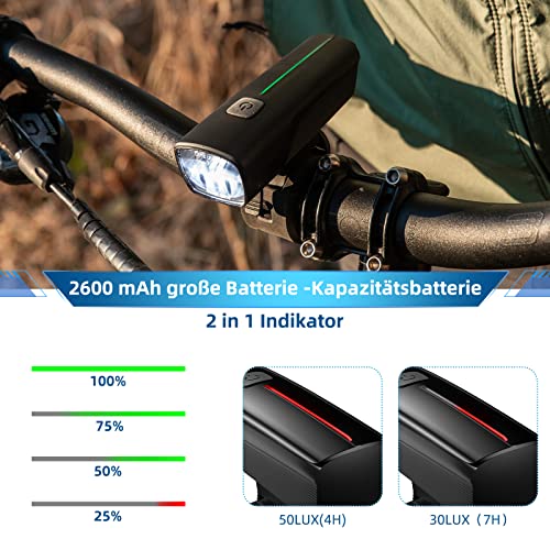 Coomarble LED Akku Fahrradlicht Set,2 in 1 Indikator Fahrradbeleuchtung USB Aufladbar Fahrradlampe mit 2 Licht-Modi IPX5 Wasserdicht Fahrrad licht - Image 4