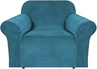 Vista 74 de H.VERSAILTEX Funda de terciopelo elástico para sillón, funda para sillón de 1 cojín para sala de estar, funda de muebles hecha de terciopelo grueso