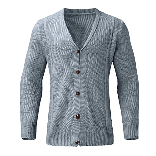 Mens Chunky Knit Cardigan Sweaters with Frog Buttons Fall Winter Thermal Casual Fancy Varsity Preppy Sweater Coats3