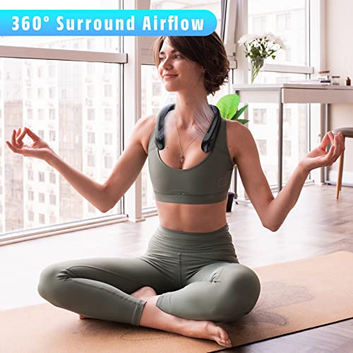 LAESO Foldable Portable Neck Fan - Rechargeable Folding Hands Free Cooling Bladeless Personal Fan Battery Operated, LCD Display 3 Speeds USB Wearable Quiet Fan for Women Men Gifts Outdoor Indoor by LAESO - Image 7