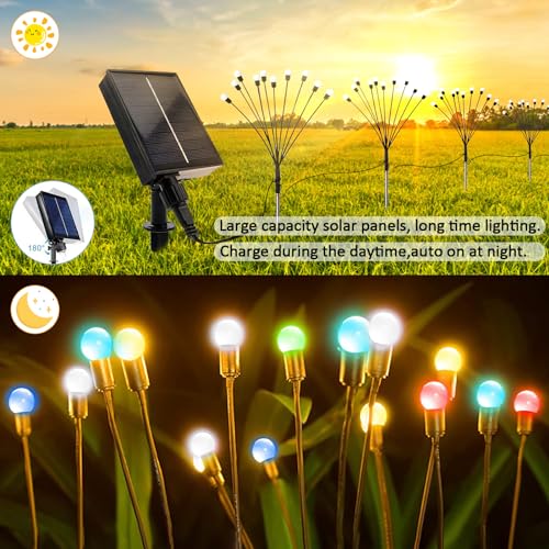 Micacorn Solar Garden Lights Christmas Lights Solar Firefly Lamp 6 Pack 8 Modes 48 LEDs Swaying Solar Firefly Lights Waterproof Decorative Lights with Remote for Wedding Pathway Christmas Decoration - Image 2