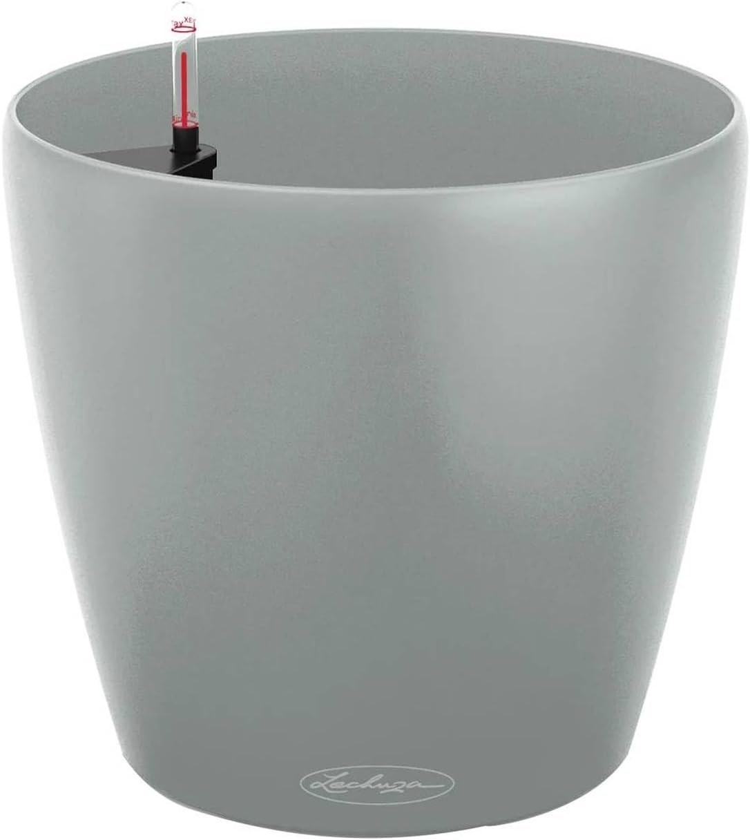 Lechuza - Classico Color ECO 18 Planter Light Grey | Planter with Watering System and Water Level Indicator | Made of 100% Recycled Plastic | Matte Surface | Diameter 19 x 17 cm | 18900
