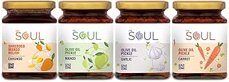 Soul Pickle In Olive Oil Combo Pack Of 4 (Chhundo 325 GM + Mango 275 GM + Garlic 275 GM + Carrot 265 GM)