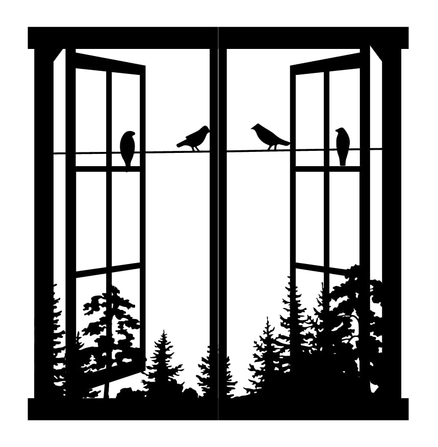 Resama Décoration murale en métal pour fenêtres et oiseaux – Sculptures de montagne et forêt – Décoration d'intérieur pour salon, chambre à coucher,...