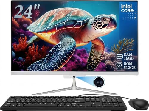 Image of All-in-One Desktop Computer 24 inch FHD Display Intel Core i7 up to 4.0GHz 16GB RAM 512GB SSD Windows 10,White