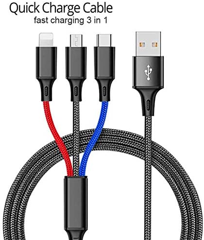 Quick Charging 3in1 USB Cable for Mobile Phone Micro USB Type C Charger Cable for iPhone Samsung 6 Charging Cable Micro Charger (1.2M)