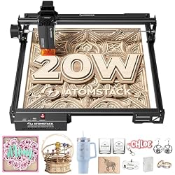 ATOMSTACK 20W Laser Engraver, A20 PRO V2 Laser Cutter, High Accuracy Laser Engraving Machine for Personalized Gifts, Business Cards, Wood, Metal, Acrylic, Leather
