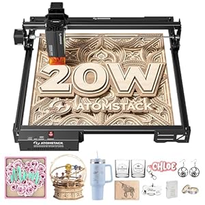 ATOMSTACK 20W Laser Engraver, A20 PRO V2 Laser Cutter, High Accuracy Laser Engraving Machine for Personalized Gifts, Business Cards, Wood, Metal, Acrylic, Leather