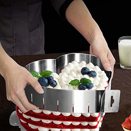 Oautosjy Heart-Shaped Cake Mold Ring, Adjustable Mousse Ring Heart Cake Rings For Baking, Stainless Steel 6-12 Inches Scalable Dessert Cutter Multipurpose Adjustable Cake Mold Pastry Mould Baking Tool #TOP5