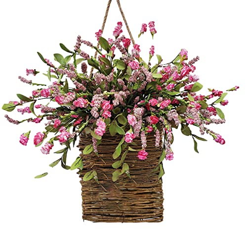 Yiqao Wildflower Door Hanging Basket Wreath Front Door Farmhouse Spring Decor Artificial Flowers Wreath Porch Welcome Signs Wedding Home Decor #TOP1