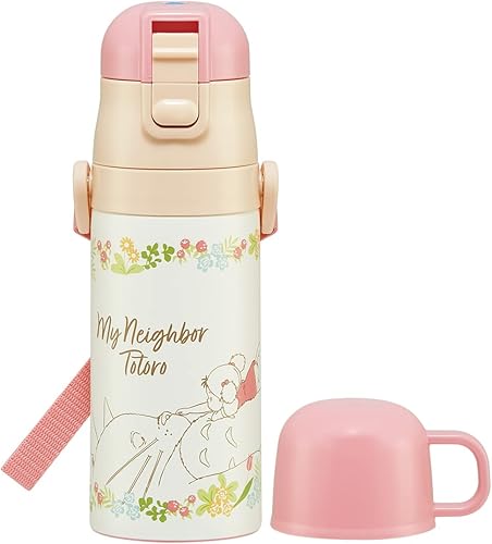 Vista 10 de Skater SSPV4 - Botella de agua para niños de acero inoxidable, 12.8 fl oz (12.8 fl oz), popote para beber, 3D, My Neighbor Totoro, color diluido