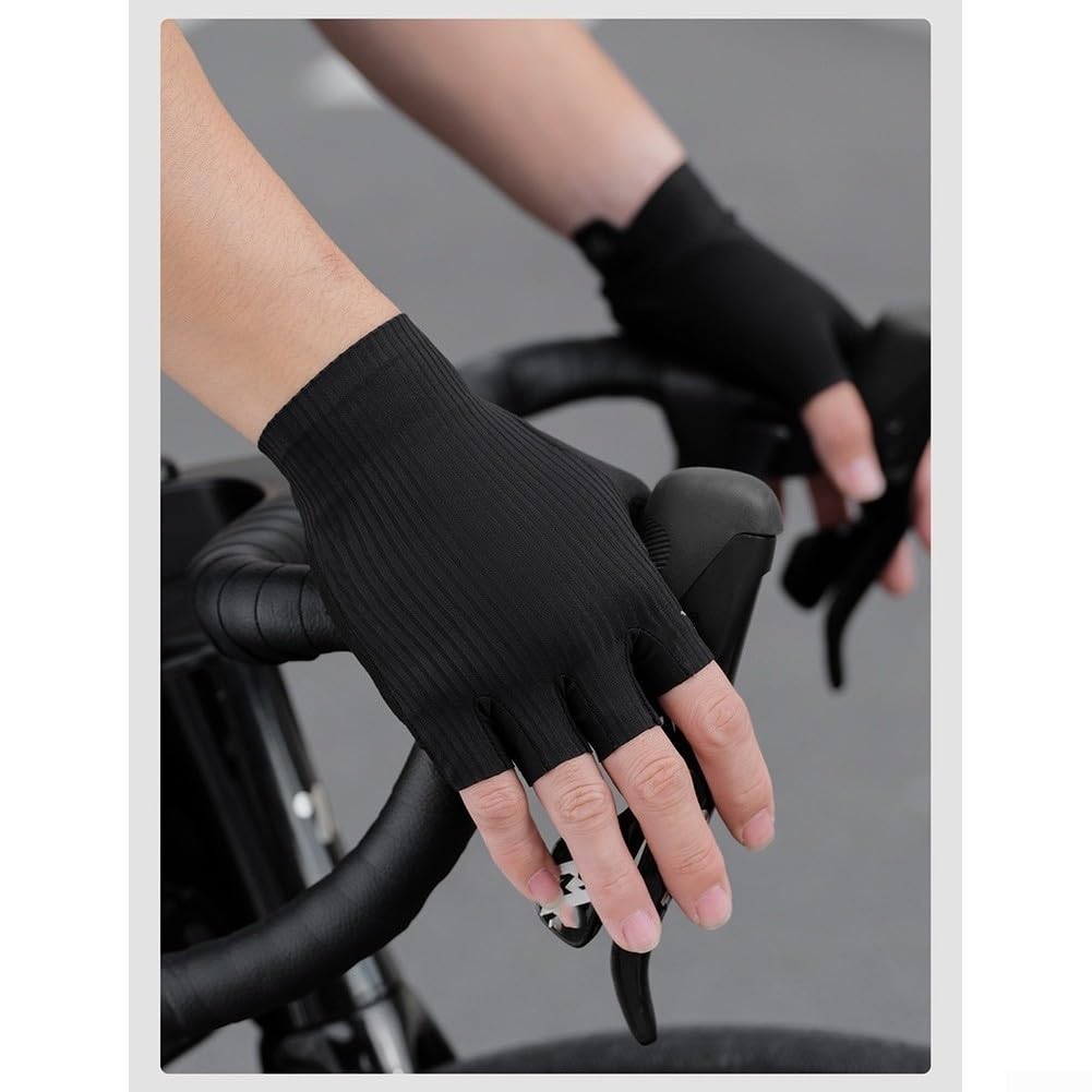 Guanti da ciclismo con design a mezze dita, imbottitura in gel sul palmo e retro in rete 3D per dissipazione del calore durante le calde salite in montagna