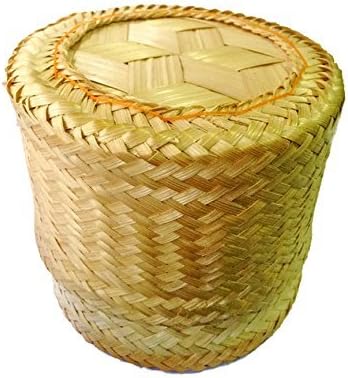 Thai Traditional Handmade ''Kra-Tip'' Sticky Rice Serving Basket Medium Size 5''x4"