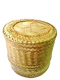 Thai Traditional Handmade ''Kra-Tip'' Sticky Rice Serving Basket Medium Size 5''x4