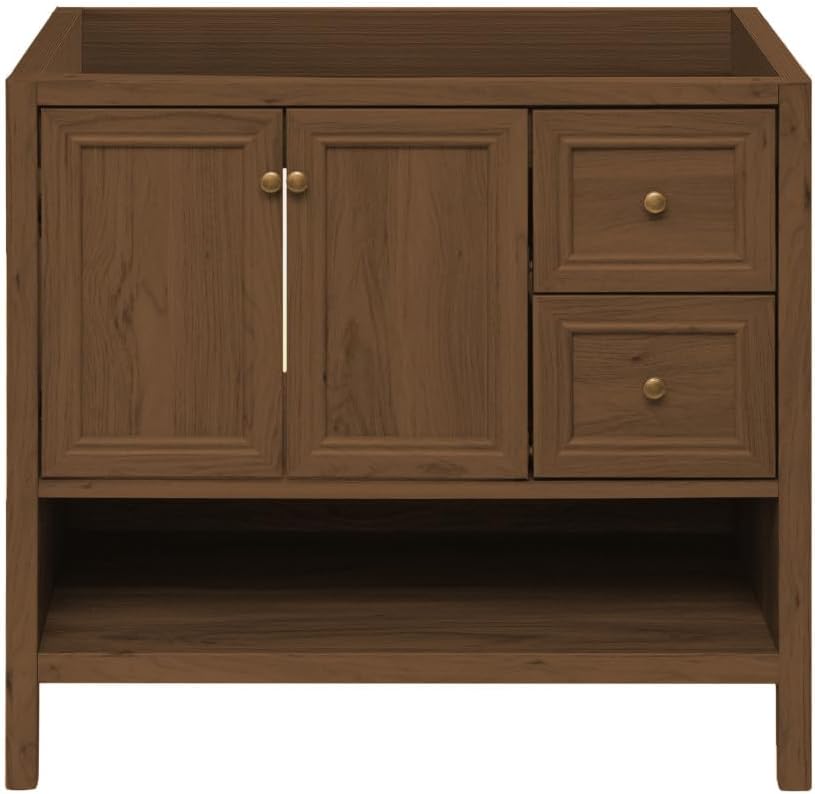 Swiss Madison Château 36" Freestanding Bathroom Vanity Cabinet Without Top in Brown Oak