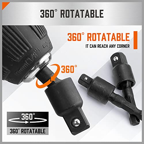 image for HORUSDY 4-Piece Right Angle Drill Adaptor, Impact Drill Bit Extension,