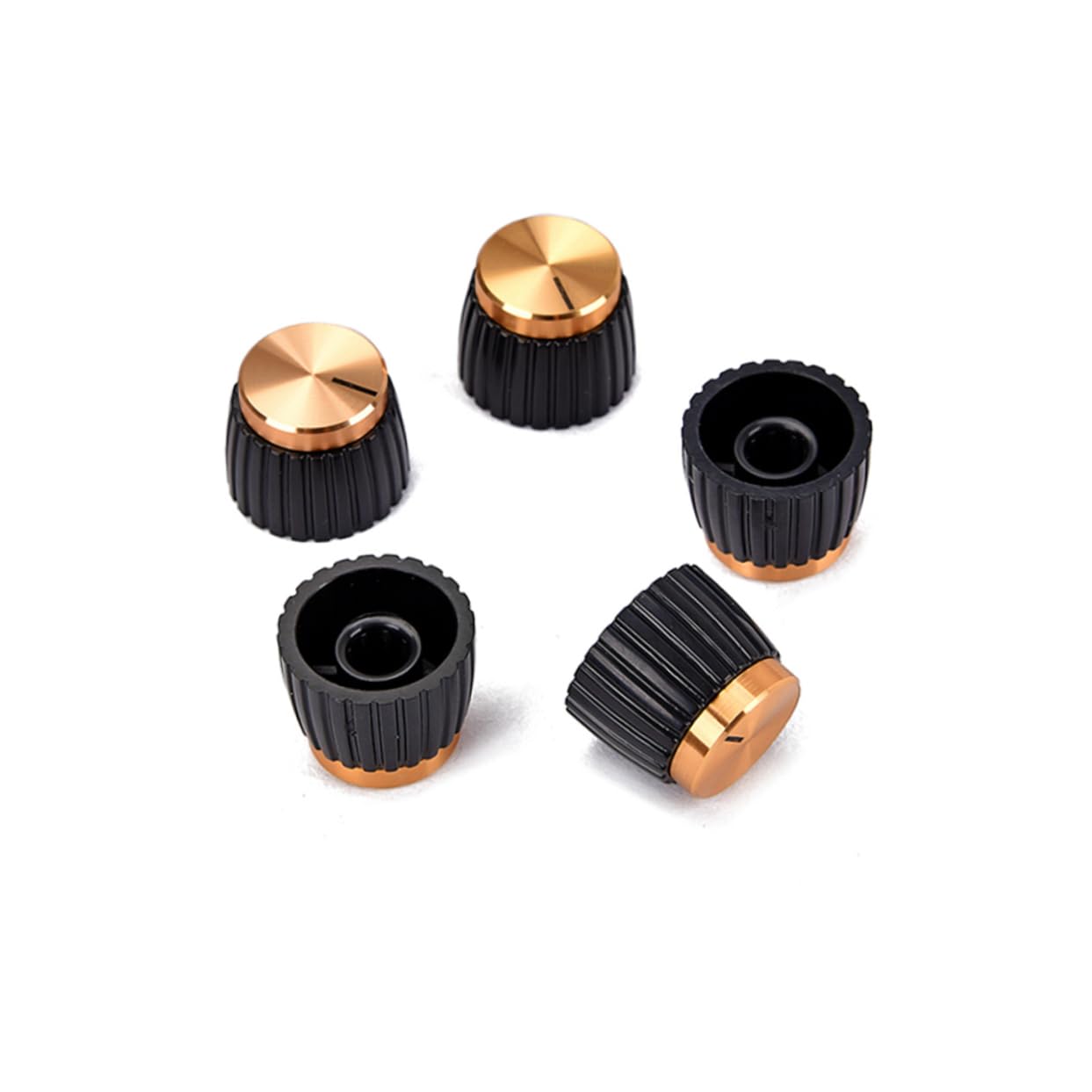 Totority Set of 5 Guitar Volume Knobs Gold Push-on Style Universal Fit for Guitar Amplifiers Size: 15.6mm Top 19.5mm Base
