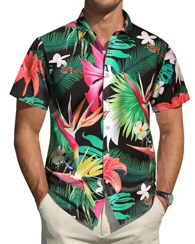 Hawaiian Shirt for Men Short Sleeve Button Down Shirt Men Casual Summer Tropical Beach Aloha Shirts Hawaii Party